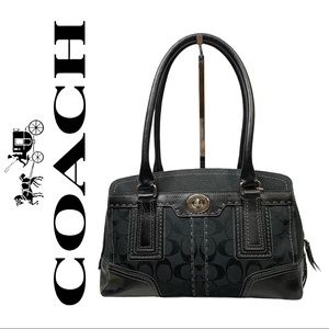 Coach Signature Logo Black Jacquard Medium Purse